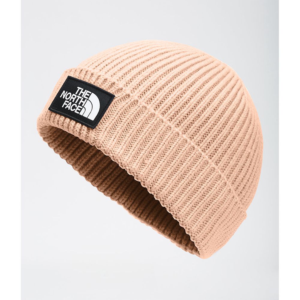 The North Face Beanies Mens Australia - The North Face Tnf™ Logo Box Cuffed Coral (YIQ-429506)